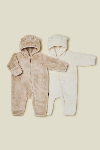 クマみみテディフリースロンパース