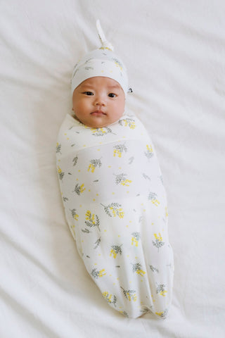 Newborn バンブースワドルポーチ&結び帽セット