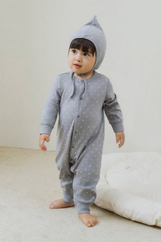 ソフトモダール ロンパース&帽子セット