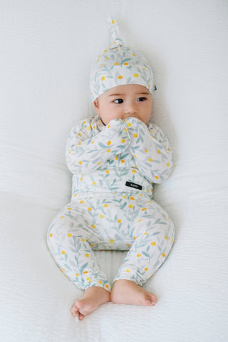 Newborn バンブーボディスーツ & レギンス & 結び帽セット