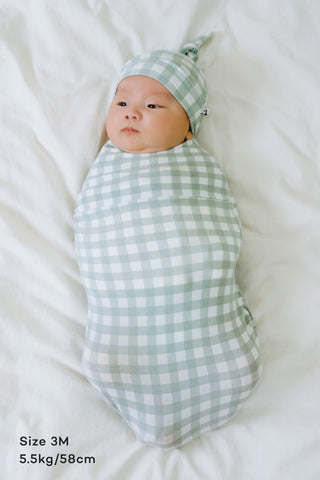 Newborn バンブースワドルポーチ&結び帽セット