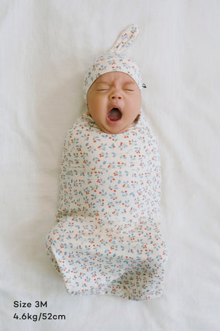 Newborn バンブースワドルポーチ&結び帽セット