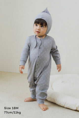 ソフトモダール ロンパース&帽子セット