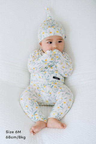 Newborn バンブーボディスーツ & レギンス & 結び帽セット