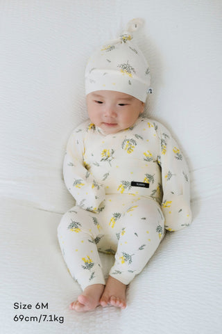 Newborn バンブーボディスーツ & レギンス & 結び帽セット