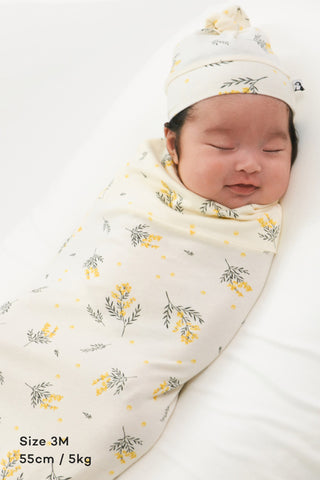 Newborn バンブースワドルポーチ&結び帽セット