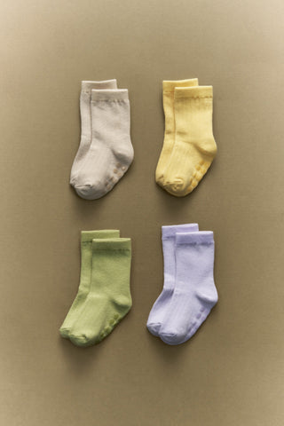 【8/26(水) お昼12時販売予定】[26FW] Easy-fit ベーシックソックス 4P (BEIGE, MUSTARD, OLIVE GREEN, LAVENDER)