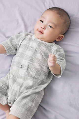 コットンメッシュ ロンパース ７分丈