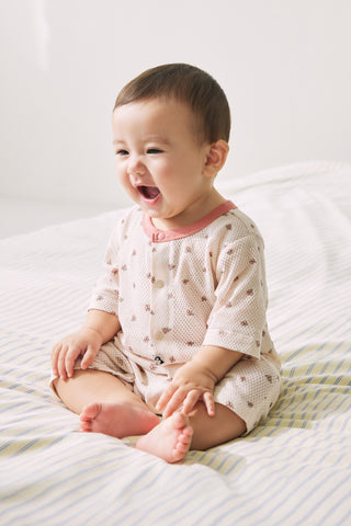 コットンメッシュ ロンパース ７分丈