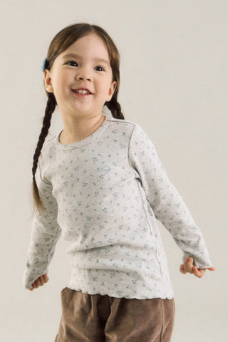 【8/26(水) お昼12時販売予定】[26FW] GIRLS モダール リブ長袖Tシャツ ハート刺繍