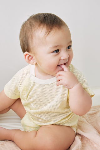 Newborn コットンメッシュボディスーツ