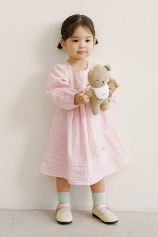 [26SS] チェック柄 長袖ワンピース