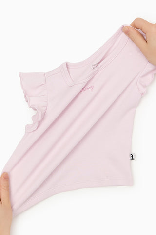 [26SS] モダール リブラッフル フリル半袖Ｔシャツ