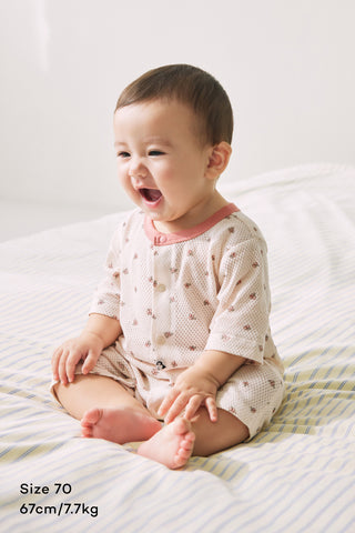 コットンメッシュ ロンパース ７分丈