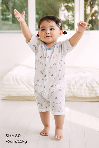 コットンメッシュ ロンパース ７分丈